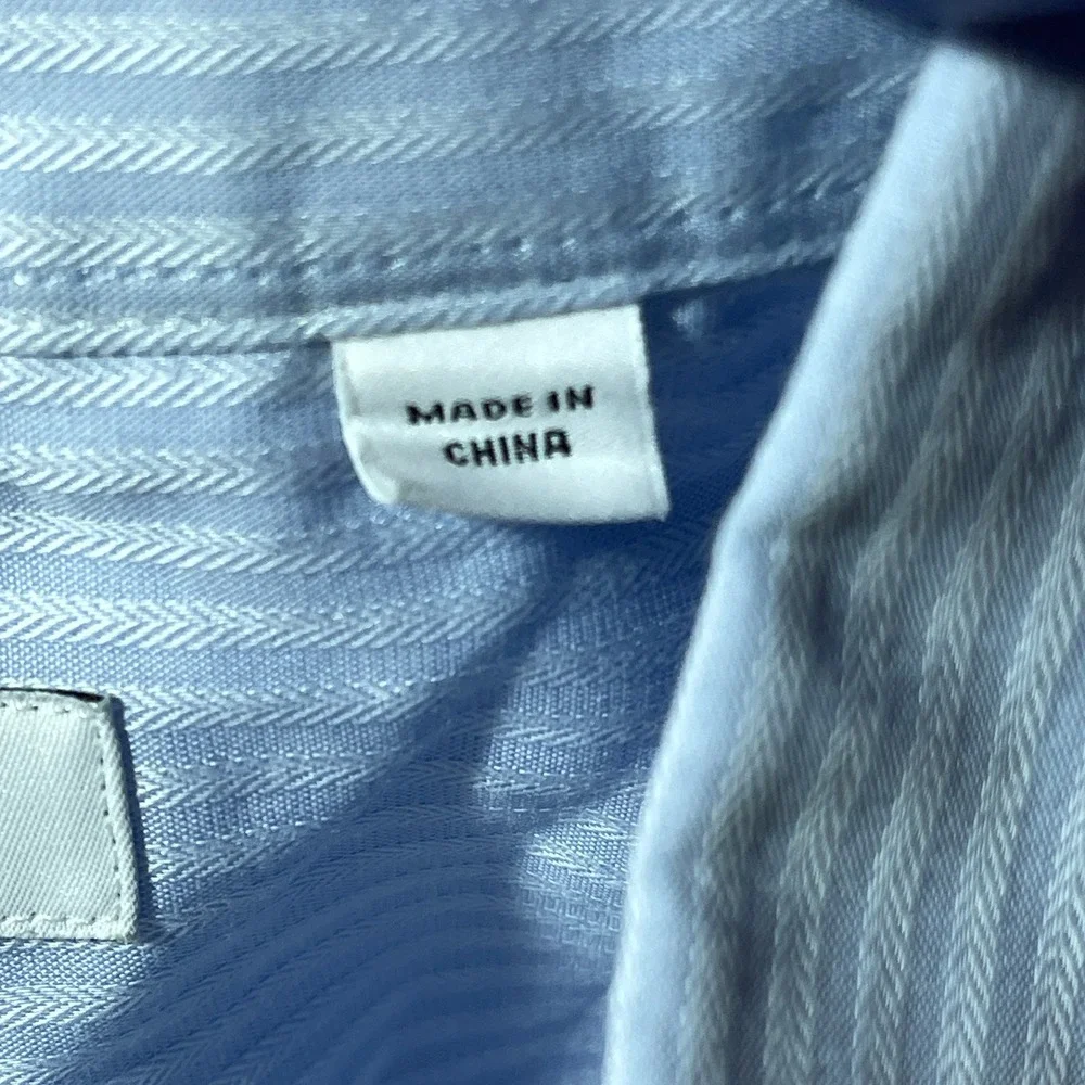 Uniqlo Slim Fit Shirt Men's XXL Blue Striped Short Sleeve‎ Button Up Lightweight